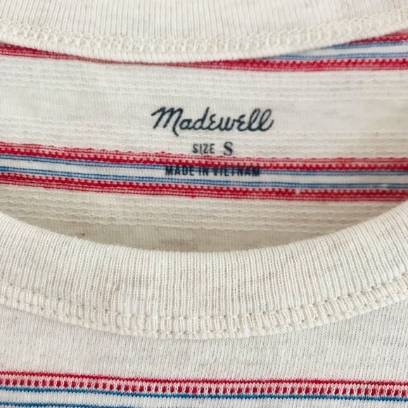 Madewell | Rib Crewneck Tee Womens Size M Beige Jacquard Stripe Pullover - Picture 10 of 10